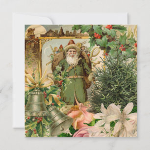 Colagem de Natal do Velho Mundo do Papai Noel Verd