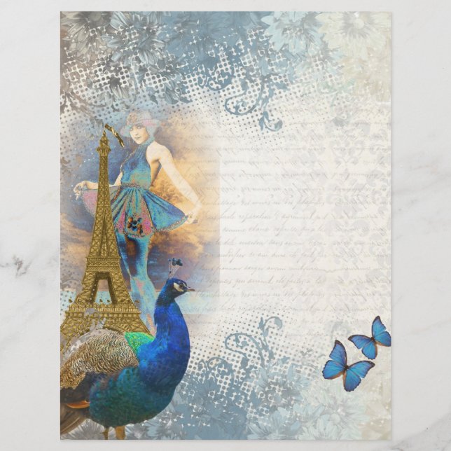 Colagem de pavão de Paris (Frente)