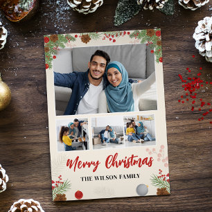 Colagem de Quatro Fotos de Natal Desenhado à Mão