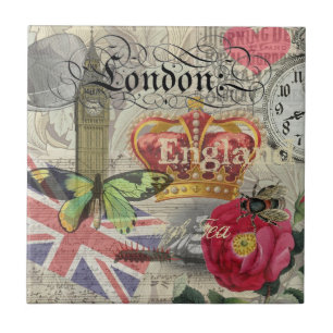 Colagem de Viagens vintage da Inglaterra
