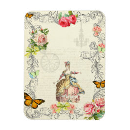 Colagem de vintagem do ímã da moda do século XVIII