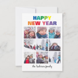 Colagem do Ano Novo Feliz Arco-íris - Cartão de Na