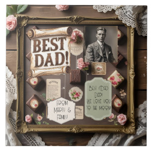 Colagem do Dia do Pai Vintage com Chocolates