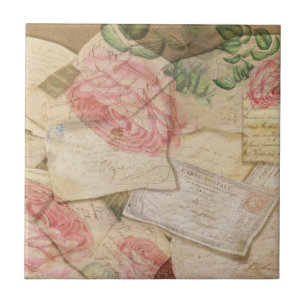 Colagem do vintage, letras francesas e cartão