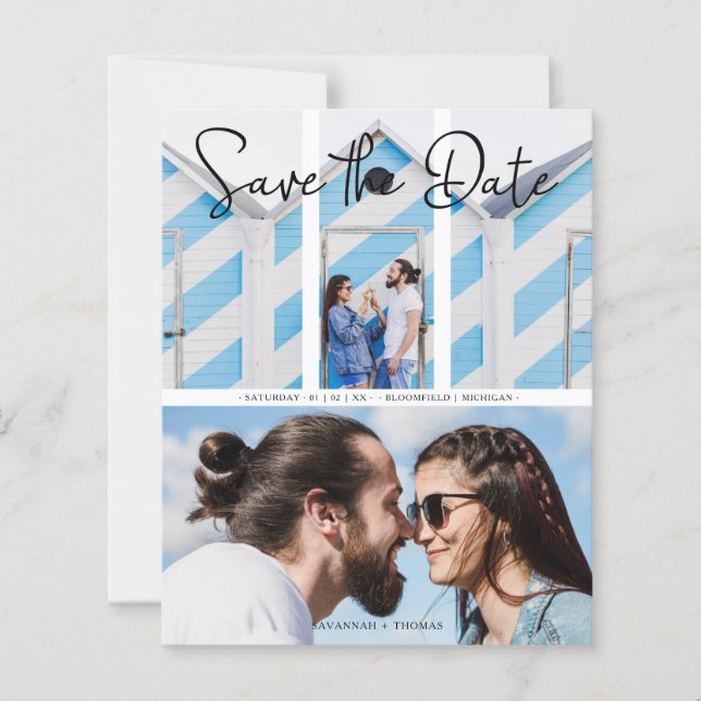 Colagem Elegante Moderna de Casamento Barato 2 Fot (Frente)