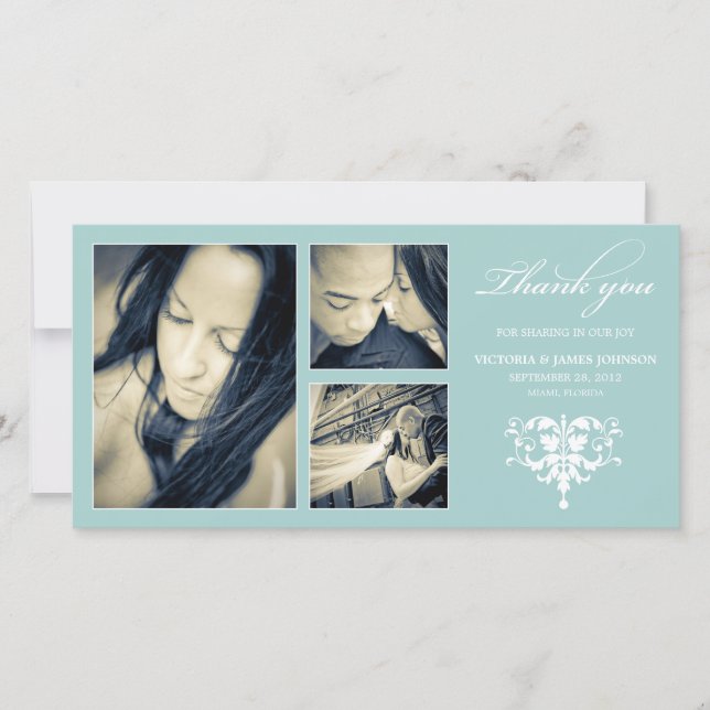 COLAGEM FORMAL AZUL | CARTÕES DE AGRADECIMENTOS DE (Frente)