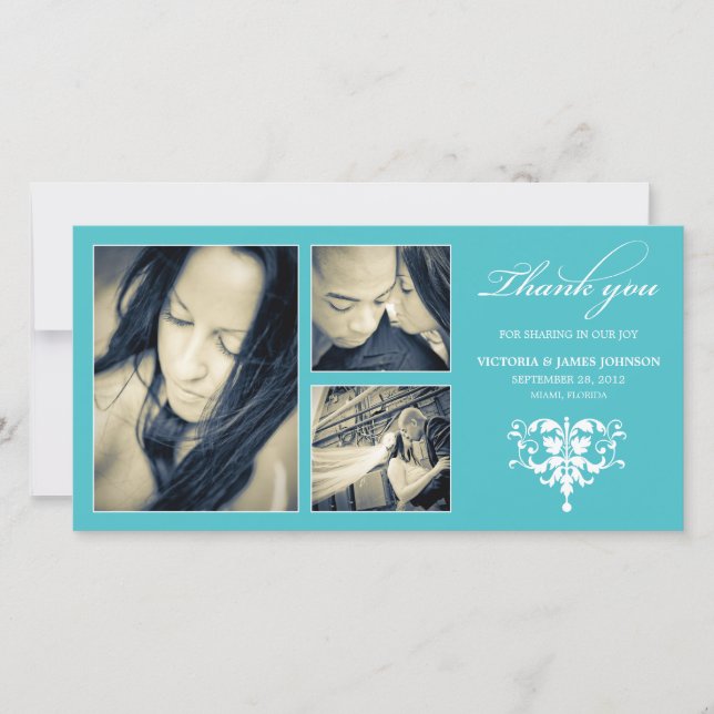 COLAGEM FORMAL TURQUOISTA | CARTÕES DE AGRADECIMEN (Frente)