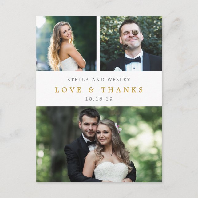 Colagem Limpa COR EDITÁVEL Obrigado Cartão Postal (Frente)