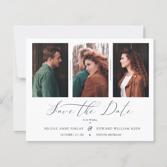 Colagem Minimalista Barata 3 Fotos Casal Casamento (Frente)