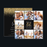 Colagem moderna de fotos em preto e ouro, de 60 an<br><div class="desc">50º aniversário,  convite para colagens de fotos em preto e ouro. Design de texto de script moderno. Parte de uma coleção.</div>