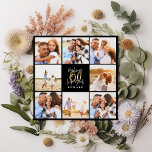 Colagem moderna de fotos em preto e ouro, de 60 an<br><div class="desc">60º aniversário,  convite para colagens de fotos em preto e ouro. Design de texto de script moderno. Parte de uma coleção.</div>