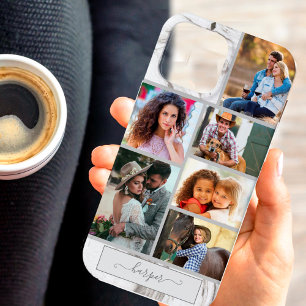 Colagem personalizada de 6 fotos em mármore cinza