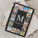 Colagem Personalizada de Fotos da Família em Preto<br><div class="desc">Crie sua própria colagem personalizada de 16 fotos,  fundo do cobrir inteligente ipad. A face do cobrir inteligente ipad também apresenta o seu monograma. Adicione suas fotos,  designs ou trabalhos de arte favoritos para criar algo realmente único.</div>