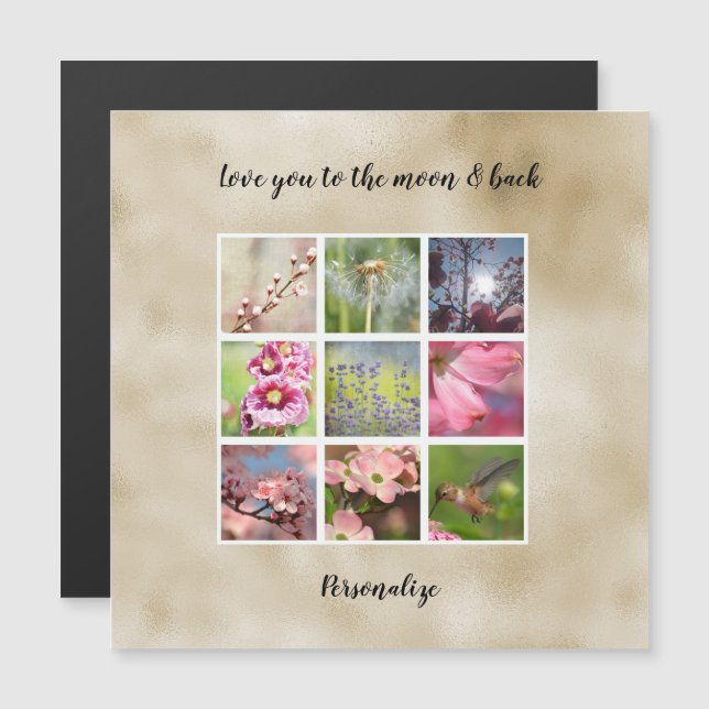 Colagem Personalizada de Fotos Dourada (Frente/Verso)