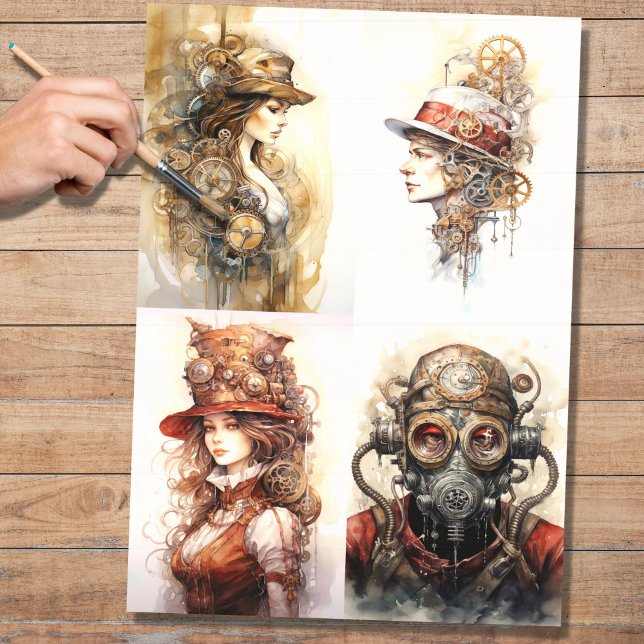 Colagem Steampunk 1 Papel Decoupage (Criador carregado)