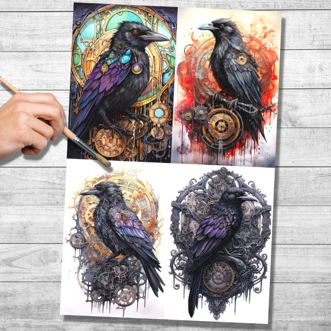 Colagem Steampunk Raven 1 Papel de Decoupage (Criador carregado)