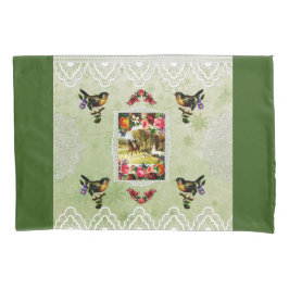 Colagem Vintage Retro com rendas e flores