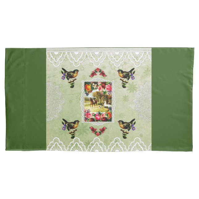 Colagem Vintage Retro com rendas e flores (Frente-Esquerda)