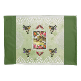 Colagem Vintage Retro com rendas e flores