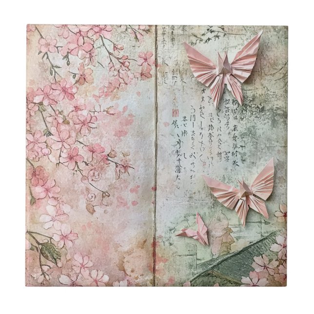 Colagem Vintage Sakura Borboleta (Frente)