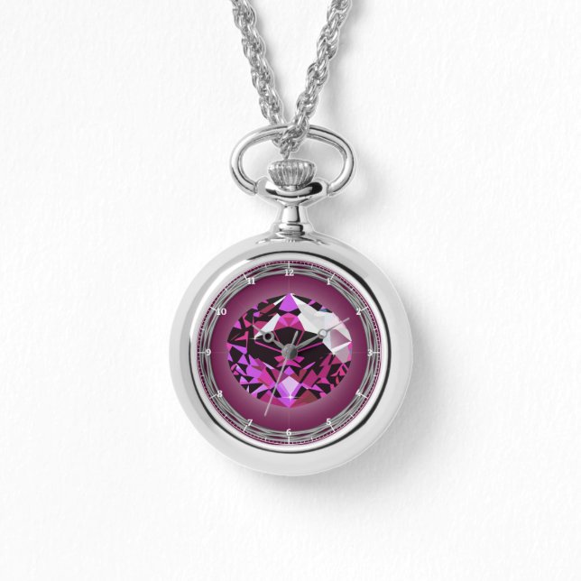 Colar Arredondado de Birthstone, Julho, Prata (Frente)