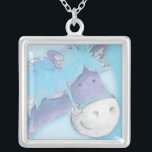 Colar azul-aquarela de cavalo pony<br><div class="desc">Belo colar de arte de aquarela branco e azul Pony,  design único e pintura de Sarah Trett.</div>