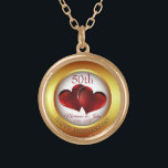 Colar Banhado A Ouro Anel ouro E Corações Vermelhos<br><div class="desc">Anel de ouro elegante e bonito e corações vermelhos escuros</div>