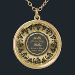Colar Banhado A Ouro Aniversário Dourado e Negro 50º Aniversário de Cas<br><div class="desc">Ouro elegante e 50º aniversário de casamento negro</div>