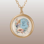 Colar Banhado A Ouro Azul adicionar floral inicial<br><div class="desc">Adorem-se com este charmoso colar Zazzle, com um delicado design floral. Personalize-o com a sua inicial em azul para torná-lo exclusivamente seu! Perfeito para qualquer ocasião, este colar adiciona um toque de elegância e um pop de cor à sua roupa. É uma bela maneira de celebrar a sua individualidade ou...</div>