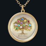 Colar Banhado A Ouro Birthstone Family Tree JEWELRY, MOM day gift idea<br><div class="desc">This lovely birthstone necklace with gorgeous gold family tree and a family name is a great gift for your mom or grandmother for Mother's Day, for a Birthday or as a gift because your felt like it. Each stone on this beautiful family tree necklace represents someone special in your family....</div>
