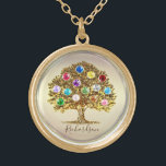 Colar Banhado A Ouro Birthstone Family Tree JEWELRY, MOM day gift idea<br><div class="desc">This lovely birthstone necklace with gorgeous gold family tree and a family name is a great gift for your mom or grandmother for Mother's Day, for a Birthday or as a gift because your felt like it. Each stone on this beautiful family tree necklace represents someone special in your family....</div>