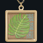 Colar Banhado A Ouro Bloquear Palma de Impressão no Fundo do Wicker<br><div class="desc">Chariklia Zarris criou esta peça de impressão de palma. O castanho de fundo mais perverso cria uma sensação de terra deslumbrante para a folha de palma descansar. Se você não pode ter sua palmeira,  esta é a próxima melhor coisa!</div>