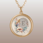 Colar Banhado A Ouro Brown adiciona floral inicial<br><div class="desc">Adorem-se com este charmoso colar Zazzle, com um delicado design floral. Personalize-o com a sua inicial em marrom para torná-lo exclusivamente seu! Perfeito para qualquer ocasião, este colar adiciona um toque de elegância e um pop de cor à sua roupa. É uma bela maneira de celebrar a sua individualidade ou...</div>