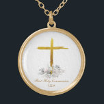 Colar Banhado A Ouro *~* Confirmação cristã AP35 da comunhão floral<br><div class="desc">(( ID de pesquisa AP35 para designs semelhantes e AP40 )) Flores Buquê Floral de Flores na base de uma Cruz de Jesus Dourada rústica. Remova, redimensione e edite todos os elementos desejados e possíveis. Converta o design para qualquer bom propósito de vibração que você quiser. Transfira-o para qualquer produto...</div>