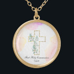 Colar Banhado A Ouro *~* Confirmação Cristã da Primeira Comunhão AP35<br><div class="desc">( procure por designs semelhantes no AP35 e no AP40 ) Religioso Cristão Católico abençoou Dourado Cruzado NECKLACE / PENDANT por uma garota de qualquer idade, de criança a adolescente/adolescente a mais velho cidadão. A design se você personalizar/personalizar. Serve bem para um dia especial ser lembrado. Qualquer seguidor do cristianismo...</div>