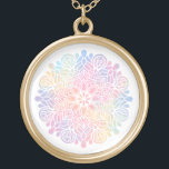 Colar Banhado A Ouro *~* Cores d'água Pastel Arco-Íris Mandala Espiritu<br><div class="desc">MANDALA PASTEL PASTEL NECKLACE DOURADO - Para curandeiros, cicatrização, aquecimento de energia* Cartão-presente reforçado de energia - Cura de calor com aquarela beleza RAINBOW PASTEL SIMPLES MANDALA MÍNIMO leve e suave metálico espiritual espiritual DOURADO PASTEL MANDALA NECKLACE Este design de MANDALA, suavemente poderoso, vai funcionar bem para os negócios de...</div>