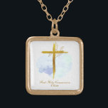 Colar Banhado A Ouro *~ Dourado Cross AP35 Communion Christian Blue<br><div class="desc">( ID de pesquisa AP35 e AP40 para designs semelhantes ) SIMPLES Design. Cor de água AZUL e folhas BOTÂNICAS DOURADAS na cruz / crucifixo/ FORMA QUADRADA O fundo é BRANCO com uma coloração de água leve de AZUL. A fonte do texto é um script de caligrafia rico, elegante e...</div>