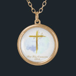 Colar Banhado A Ouro *~ Dourado Cross AP35 Communion Christian Blue<br><div class="desc">(( ID de pesquisa AP35 para designs semelhantes e AP40)) SIMPLE MINIMAL Design. Cor de água AZUL e folhas BOTÂNICAS DOURADAS na cruz / crucifixo/ FORMA REDONDA O fundo é BRANCO com uma coloração de água leve de AZUL. A fonte do texto é elegante, rico e um roteiro sofisticado de...</div>