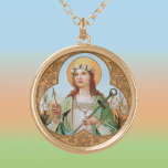 Colar Banhado A Ouro Filomena (BK 005)<br><div class="desc">Image Credit (BK 005): Imagem antiga de Rua. Philomena de um impressão de devoção cromolithográfica do final do século XIX, originalmente publicado por B. Kühlen, Mönchengladbach, Alemanha, da coleção privada de efemérsia religiosa do designer. Banquete: 11 de agosto</div>