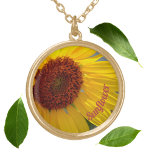 Colar Banhado A Ouro Floral Botânico, Fotográfico, Girassol<br><div class="desc">Este grande colar amarelo de girassol é uma bela maneira de carregar seu sol com você. Dê um nome ao seu sol e personalize este lindo colar de flores botânicas. Esta é a fotografia floral original de JLW_PHOTOGRAPHY</div>