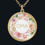 Colar Banhado A Ouro Floral Oma Gift<br><div class="desc">Bonito presente de Oma floral apresenta bonito flores de aquarela e Oma em texto de ouro brilhante. Um presente especial para Oma.</div>