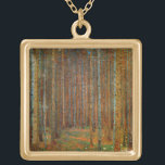 Colar Banhado A Ouro Gustav Klimt - Floresta dos Pinheiros de Tannenwal<br><div class="desc">Floresta Fir / Floresta de Pinheiro Tannenwald - Gustav Klimt,  Petróleo na Canvas,  1902</div>