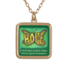 Hope Word Green Butterfly Necklace Art Jewelry