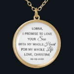 Colar Banhado A Ouro Mãe personalizada do presente do noivo da noiva<br><div class="desc">Presente bonito e clássico para a mãe do NOIVO da noiva personalizada com a mãe do nome do noivo,  do nome da noiva,  e da data do casamento</div>