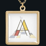Colar Banhado A Ouro Monograma de letras artísticas elegantes. Letra A<br><div class="desc">Monograma artístico elegante e engraçado. Aqui está a letra A. Linha de estilo modernista e decoração artística colorida, o pássaro engraçado se senta na letra. O campo artístico sob a letra. Um colar único para as mulheres. Você pode escolher outro estilo de produto. Você pode transferir este design para outro...</div>