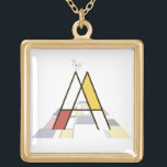 Colar Banhado A Ouro Monograma de letras artísticas elegantes. Letra A<br><div class="desc">Monograma artístico elegante e engraçado. Aqui está a letra A. Linha de estilo modernista e decoração artística colorida, o pássaro engraçado se senta na letra. O campo artístico sob a letra. Um colar único para as mulheres. Você pode escolher outro estilo de produto. Você pode transferir este design para outro...</div>