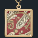 Colar Banhado A Ouro Motif Botânico Elegante com Folhagem Tan<br><div class="desc">Um original de Ethan Harper que apresenta uma folhagem de cor vermelha. Este elegante motivo botânico seria um presente de excelente para qualquer um que desfruta de cores audaciosas!</div>