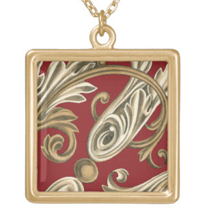 Colar Banhado A Ouro Motif Botânico Elegante com Folhagem Tan