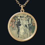 Colar Banhado A Ouro Noiva Vitoriana do Casamento e Bicicleta do Groom<br><div class="desc">Ilustração de vintage, amor e romance Imagem de casamento vitoriana com noiva em seu vestido e véu de casamento e o noivo em seu smoking. Uma design romântica com o marido e a esposa recém-casados andando de bicicleta antiga tandem depois de sua cerimônia de casamento cercada por convidados e membros...</div>