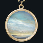 Colar Banhado A Ouro Nuvens Costeiras<br><div class="desc">Sheila Finch é uma artista contemporânea que adora pintar imagens elevatórias do céu, da terra e do atordoante cenário da Califórnia. Esta impressão de aquarela impressionante da costa da Califórnia cercada por nuvens foi oficialmente licenciada pelo World Art Group. Mostra raios de luz que respiram, a planar através do mar...</div>